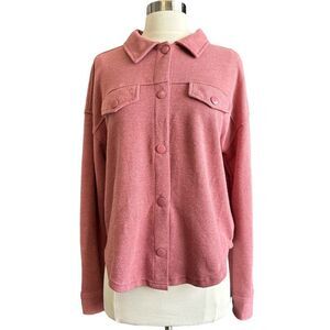 NWTHippie Rose Washed Berry Ribbed Knit Long-sleeve Collared Top